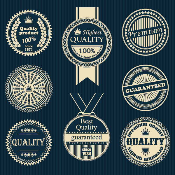 Étiquettes rondes créatives de qualité supérieure avec vecteur de badge qualité premium étiquettes creative badge   