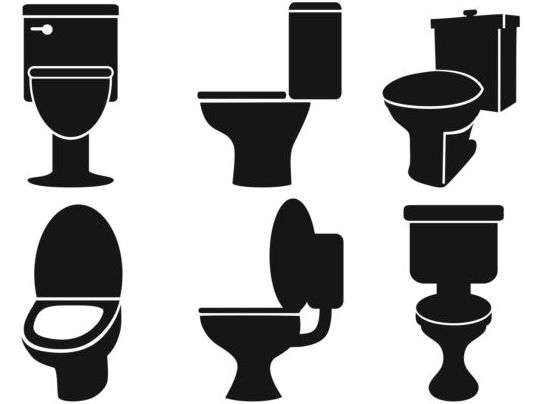Différentes silhouettes de toilette vecteur toilette silhouettes different   