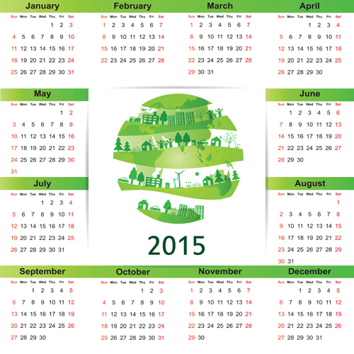 Eco style 2015 calendrier vecteur 06 eco calendrier 2015   