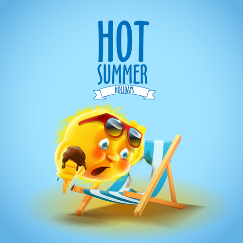 面白い太陽ベクトルと暑い夏の休日の背景03 背景 暑い 夏 休日   
