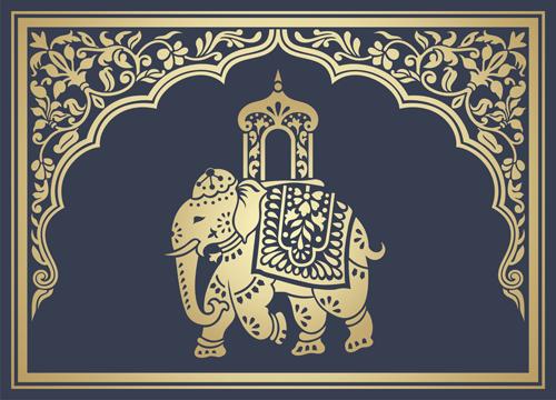Motifs Indiens avec vecteur éléphants ensemble 09 patterns indien elephants   
