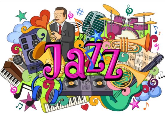 Jazz-Musik doodle Vektorillustration Musik Jazz illustration doodle   