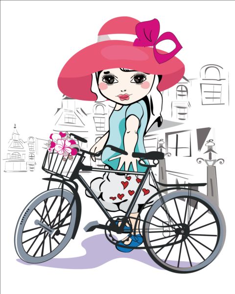 少女 bycicle 少し 女の子 bycicle   