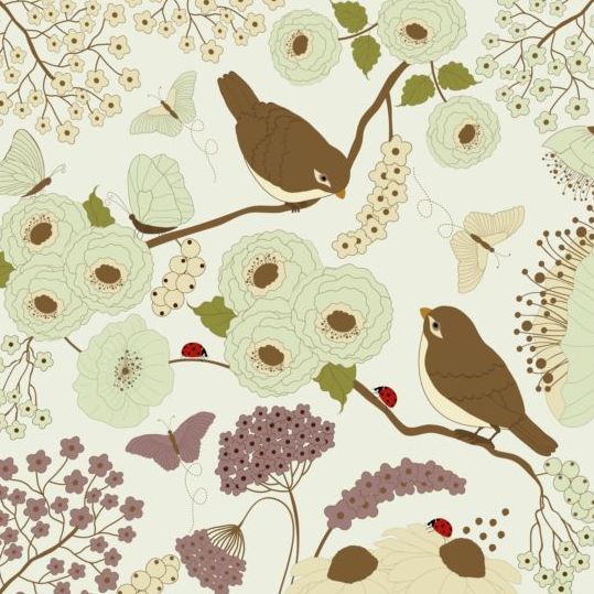 Motif avec des vecteurs d’oiseaux 03 oiseaux modèle   