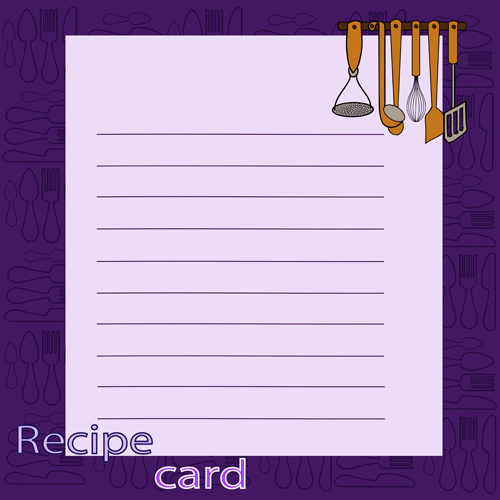 食器パターンベクトル05のレシピカード 食器 レシピ パターン カード   
