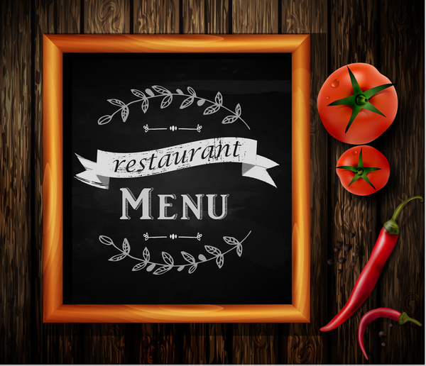 Cadre de menu de restaurant avec le vecteur de fond en bois 10 restaurant menu en bois cadre   