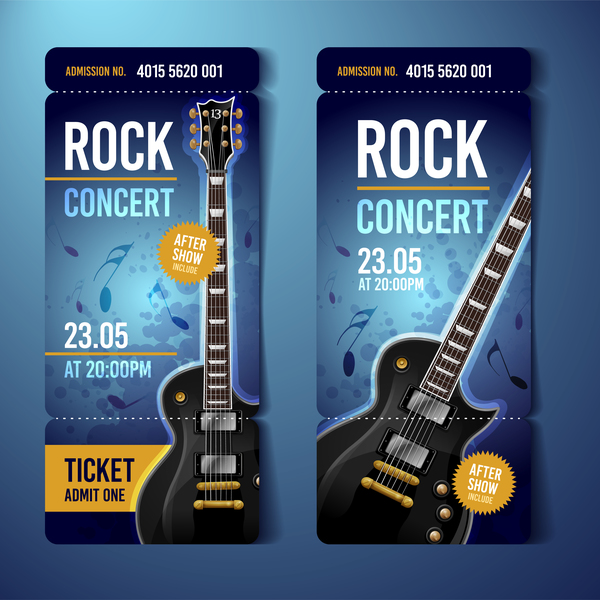 Rock-Konzert-Ticketvorlage Vektor 03 tickets rock Konzert   