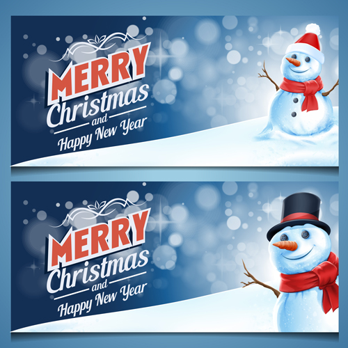 Schneemann mit Weihnachtsbanner Vektor Weihnachten Schneemann banner   