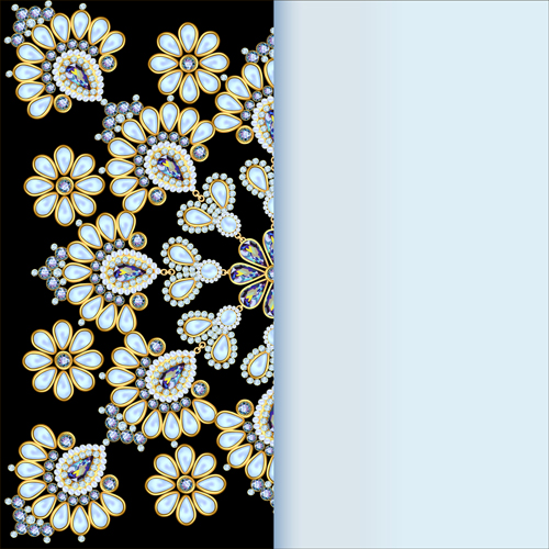 Steine und Diamanten Blumenhintergrund Vektor 01 Hintergrundvektor Hintergrund floraler Hintergrund floral Diamanten   