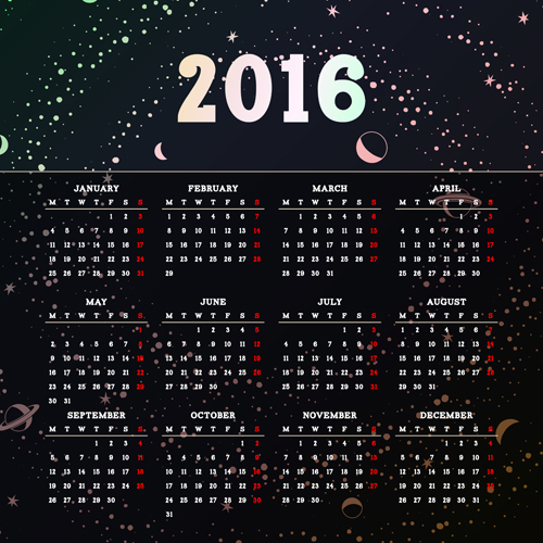 ベクターグリッドカレンダー2016デザイン材料01 グリッド カレンダー 2016   