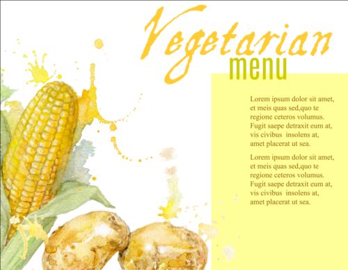 Gemüsemenü Aquarell Vektor 03 menu Gemüse Aquarell   