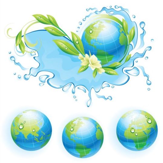 Fond écologique d’eau avec le vecteur de globe globe fond écologique eau   