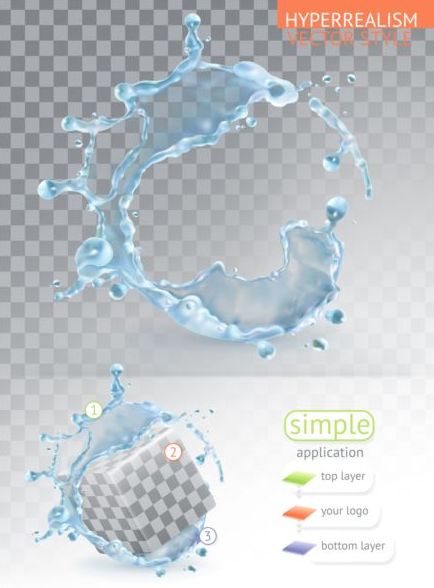 Éclaboussure d’eau avec la transparence avec le vecteur simple d’application 01 transparence splash simple eau application   