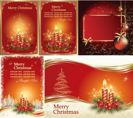 クリスマスキャンドルレッドカードベクトルセット クリスマス キャンドル カード   