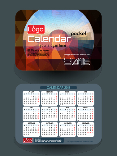 Calendrier 2016 avec cartes de visite vecteur 04 cartes calendrier business 2016   
