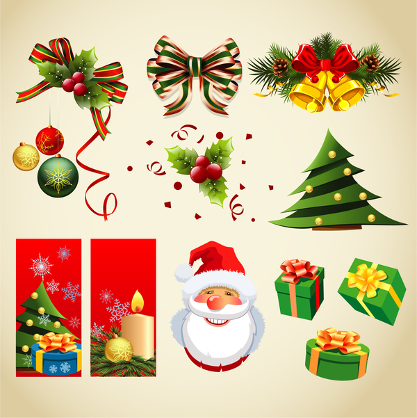 Bannières de Noël avec boîte-cadeau et décor mélange vecteur Noël decoration cadeau boîte bannières   