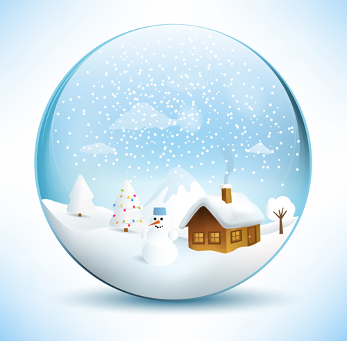 Weihnachtskristall-Kugel mit Wintervektor 12 winter Weihnachten Kristall ball   