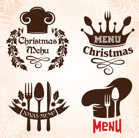 Éléments de conception de menu de Noël vecteur ensemble 05 Noël menu elements   