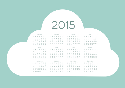 Cloud 2015 Kalendervektorgrafik Kalender cloud 2015   