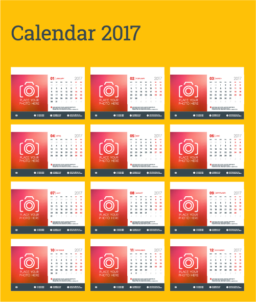 Gemeinsamer Wandkalender-Vorlage für 2017 wall Kalender common 2017   