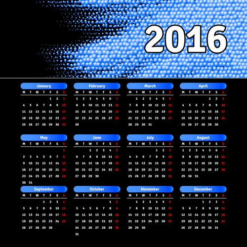 Société ceindre calendrier 2016 Set vecteurs 04 Entreprise ceindre calendrier   