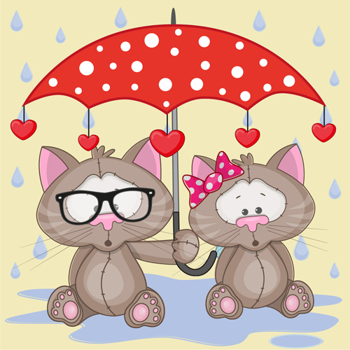 Niedliche Tiere und Regenschirm-Karikaturenvektor 02 umbrella niedliche Tiere cartoon   