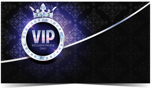 Couronne de diamant avec carte d’invitation VIP bleu foncé vecteur 11 vip invitation diamond dark Couronne carte Bleu   