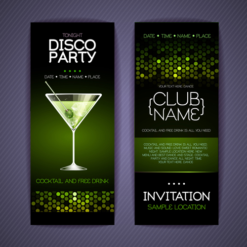 ディスコパーティーナイト招待カードベクター02 招待カード 夜 パーティー ディスコ カード   