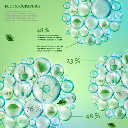 Öko-Infografik und hinterlässt Blasenvektor 04 Öko Infografik Blätter Blase   