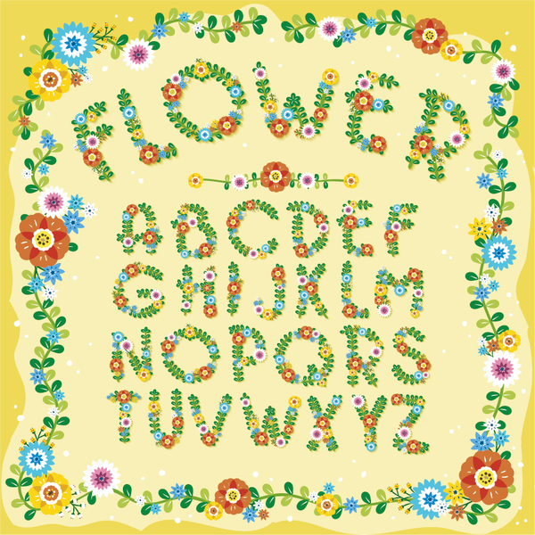 フレームベクトルを持つ花のアルファベット 花 フレーム アルファベット   