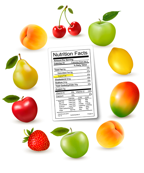 Früchte mit Ernährungsfakten vector Obst Frisch Fakten Ernährung   