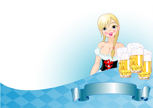 Mädchen mit Bier-Oktoberfest-Vektormaterial 10 Oktoberfest Mädchen Bier   