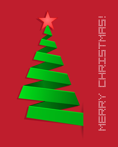 Arbre de Noël de ruban vert avec le fond rouge vert ruban fond rouge fond Arbre de Noël arbre   