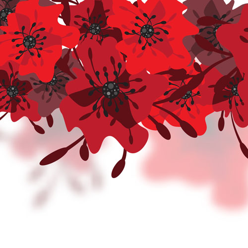Dessiné à la main rouge fleur fonds vecteur 10 main fleur dessiné arrière-plans   