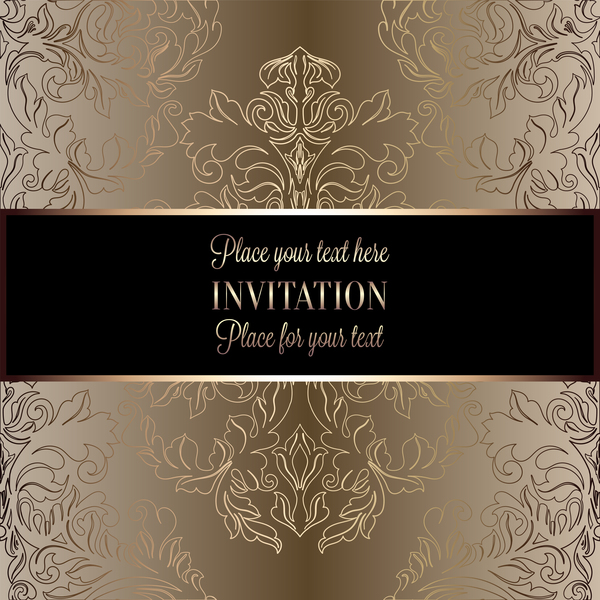 Ornate Blumeneinladungskarte mit Luxus-Hintergrundvektor 02 ornate Luxus Karte floral Einladung   