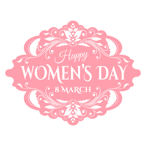 Pink Womens Day étiquette vecteurs rose femmes jour étiquette   