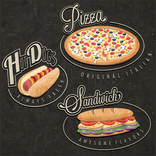 Retro-Stil Fast-Food-Logos Design 01 Retro-Stil logos fast food   