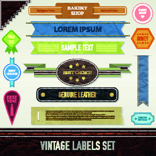 Ribbon und Label Retro-Design Vektorgrafik 05 Retro-Schriftart label band   