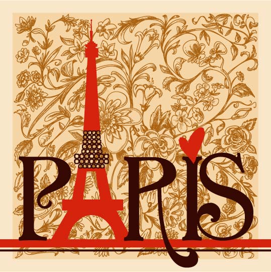 Romantische Paris Blumenhintergrund Vektor Romantik paris floraler Hintergrund   