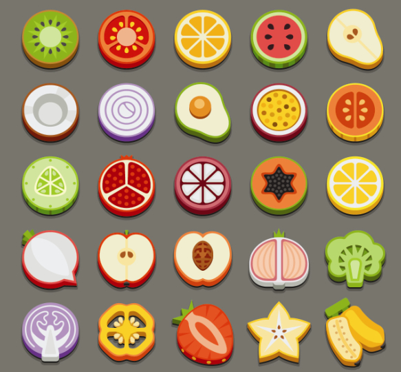 Set der besten Lebensmittel Icons Vektoren Grafik 04 Ikonen icons Essen   