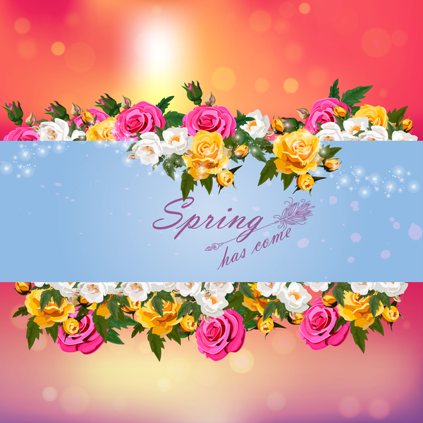 Excl de printemps avec de belles fleurs vecteur 08 printemps postcars fleurs Belle   
