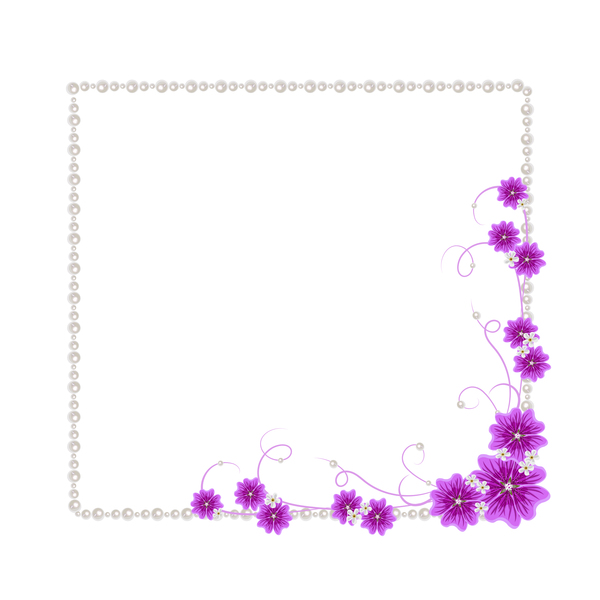Violette Malerblumen mit Schmuckrahmen Vektor 03 Violett Schmuck Rahmen Mallow Blumen   