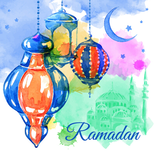 Aquarellzeichnung ramadan Kareem Vektorhintergrund 11 Zeichnung ramadan kareem Hintergrund Aquarell   
