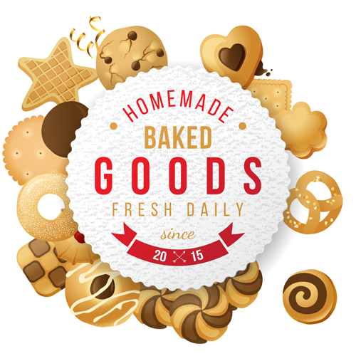 produits de boulangerie cookie fond vecteur marchandises fond cuit au four Cookie   
