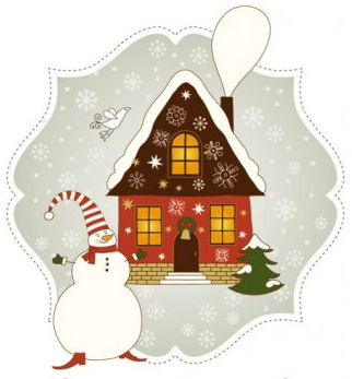 クリスマスハウスグリーティングカードベクトル 家 クリスマス グリーティング カード   