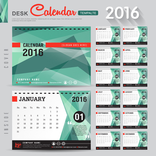 2016新年の机のカレンダーベクトル材料96 材料 机 新しい 年 カレンダー 2016   