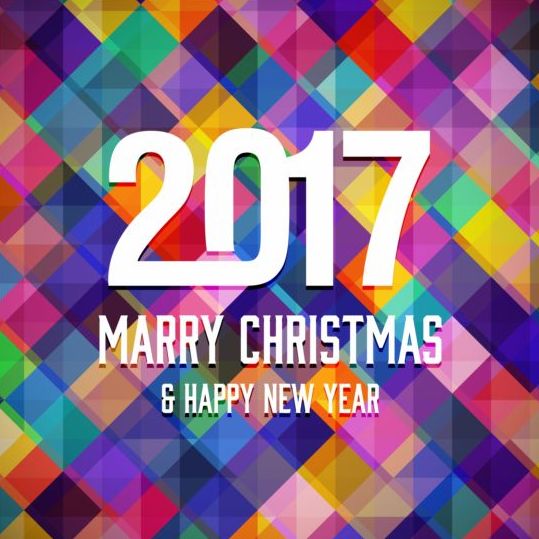 2017 Noël et nouvel an avec vecteur de fond géométrique 07 Noël neuf géométrique fond année 2017   