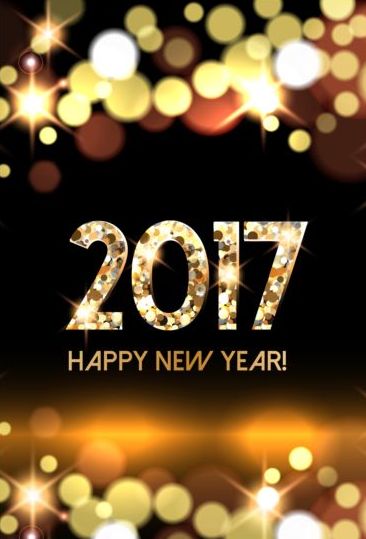 2017 nouvelle année avec or lumière vecteur de fond 05 or neuf lumière année 2017   