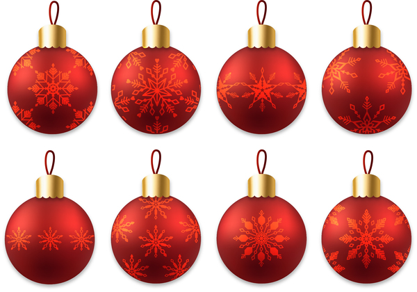 Schöner roter Weihnachtskugelvektor-Set Weihnachten Schön rot ball   