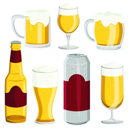 Bier-und Glasbecher-Design-Grafikvektor 04 Glascup design Bier   
